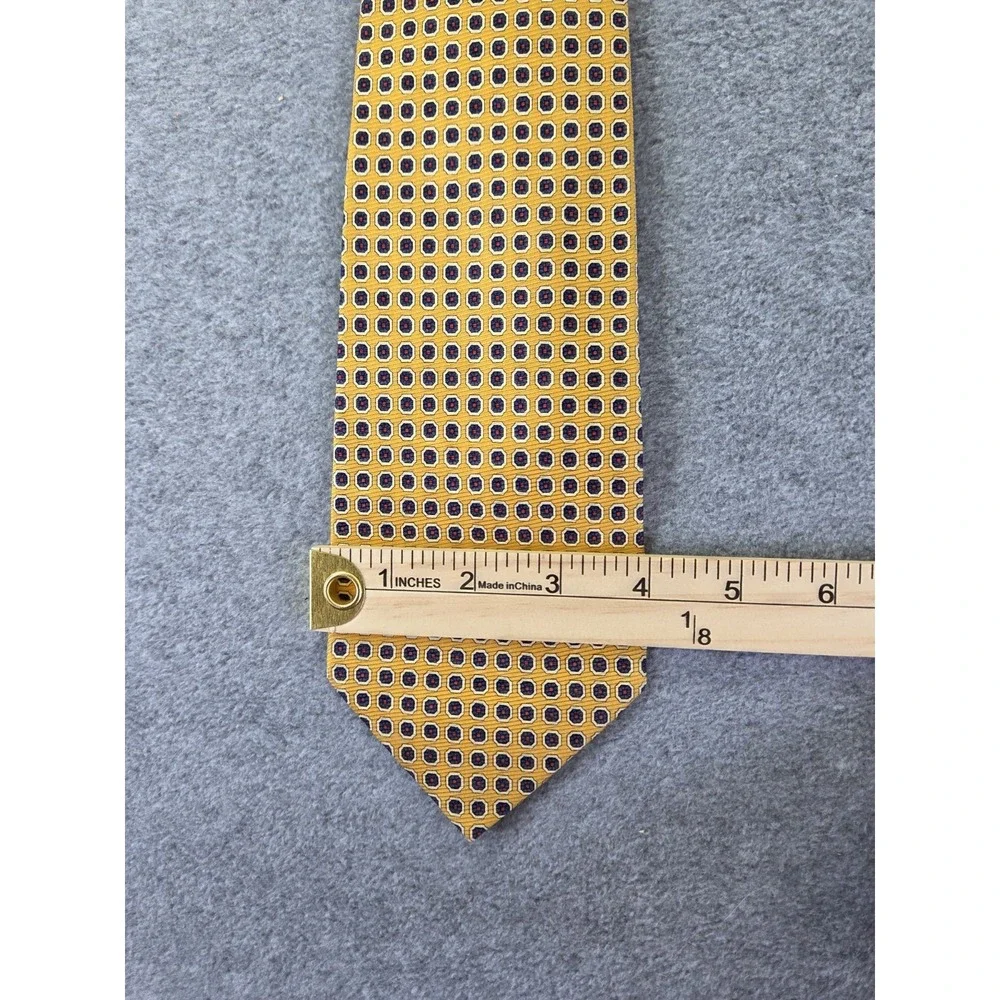 Polo Ralph Lauren Silk Tie Mens Mustard Gold Geometric Medallion Foulard Preppy